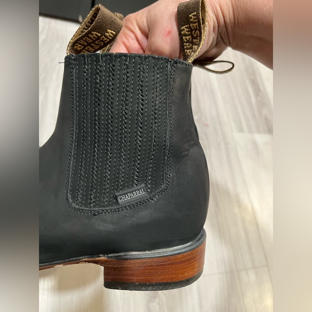 Chaparral  cowboys Rodeo Black Western Boots with Tan Soles‎ - Picture 5 of 9